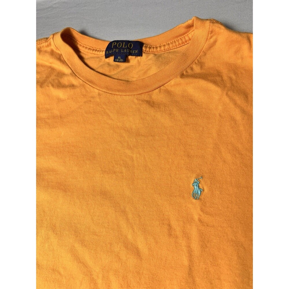 Polo Ralph Lauren Boy's Size XL Orange w/ Aqua Logo Short Sleeve T-Shirt Tee - Picture 3 of 7